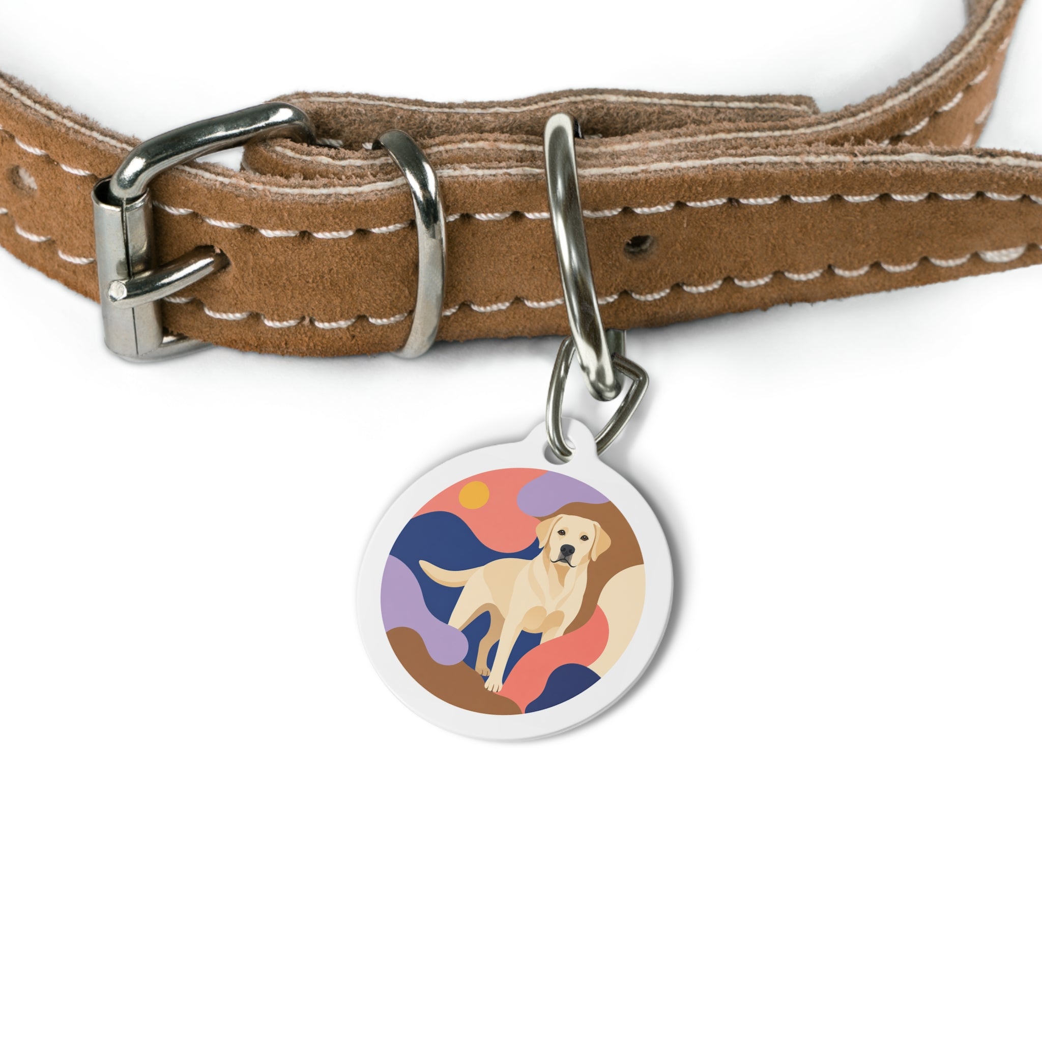 Labrador Retriever Retro Wave Yellow Personalized Dog ID Tag