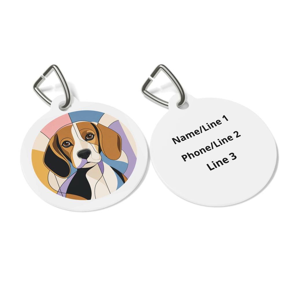 Beagle Faceted Geometric Personalized Dog ID Tag