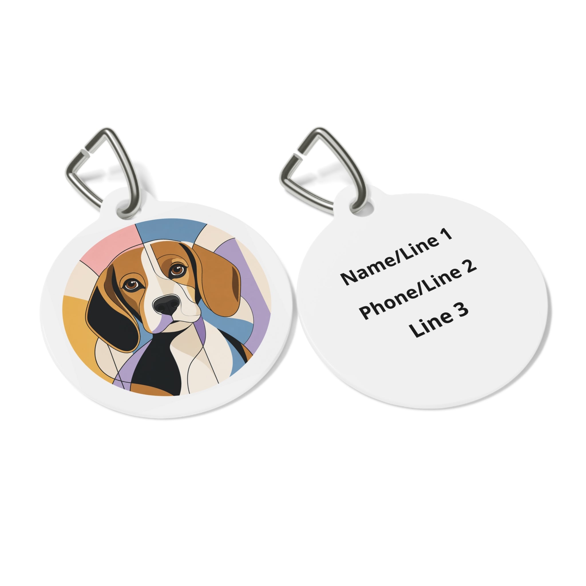 Beagle Faceted Geometric Personalized Dog ID Tag