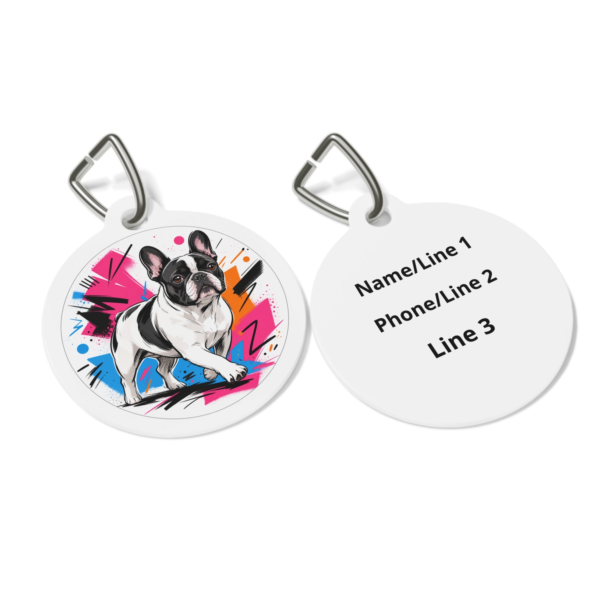 French Bulldog Bright Pop Art Personalized Dog ID Tag