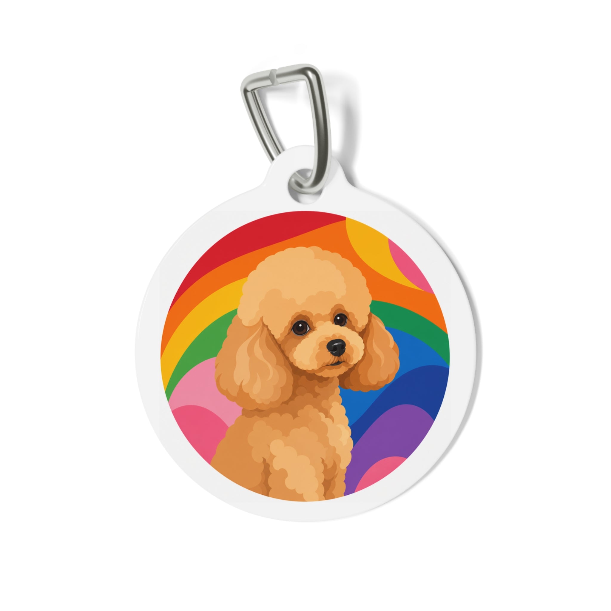 Toy Poodle Rainbow Joy Albaricoque Placa de Identificación Personalizada para Perros