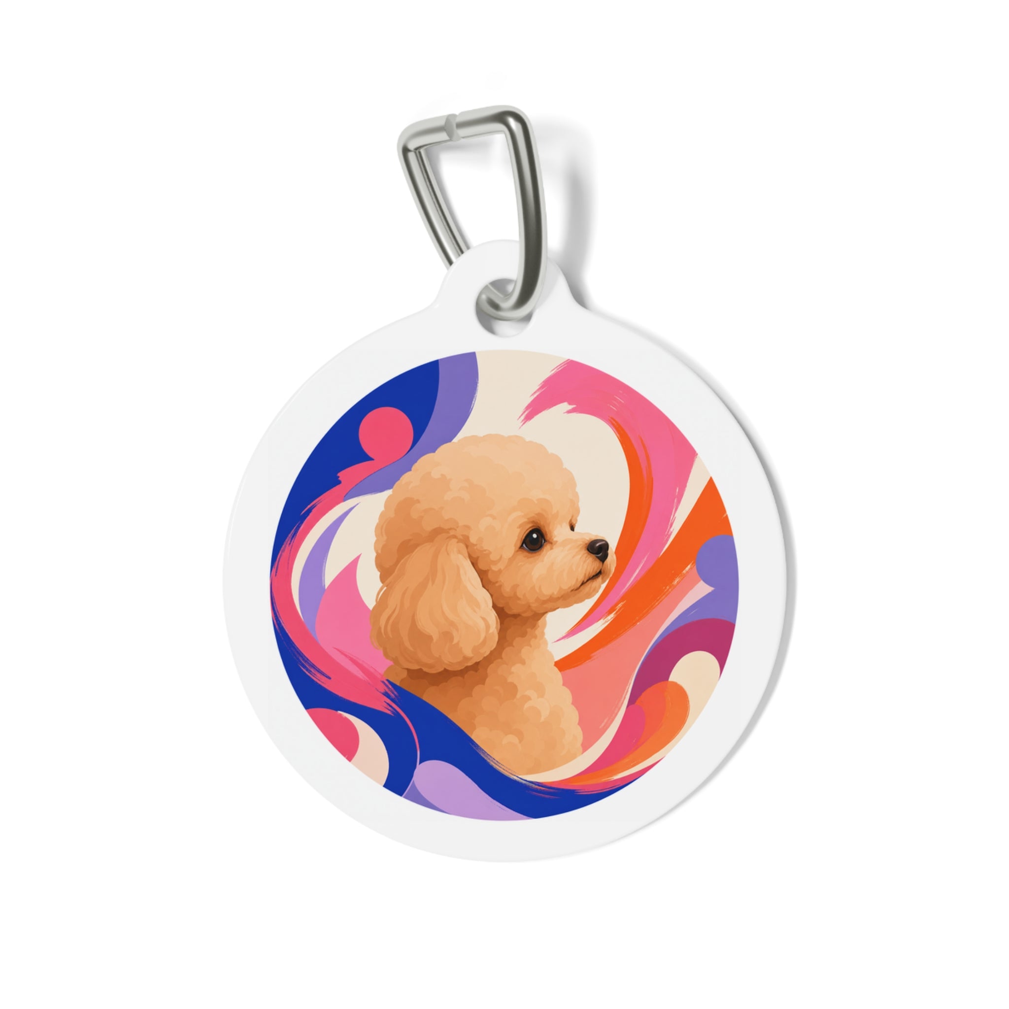 Toy Poodle Painterly Swirl Apricot Personalized Dog ID Tag
