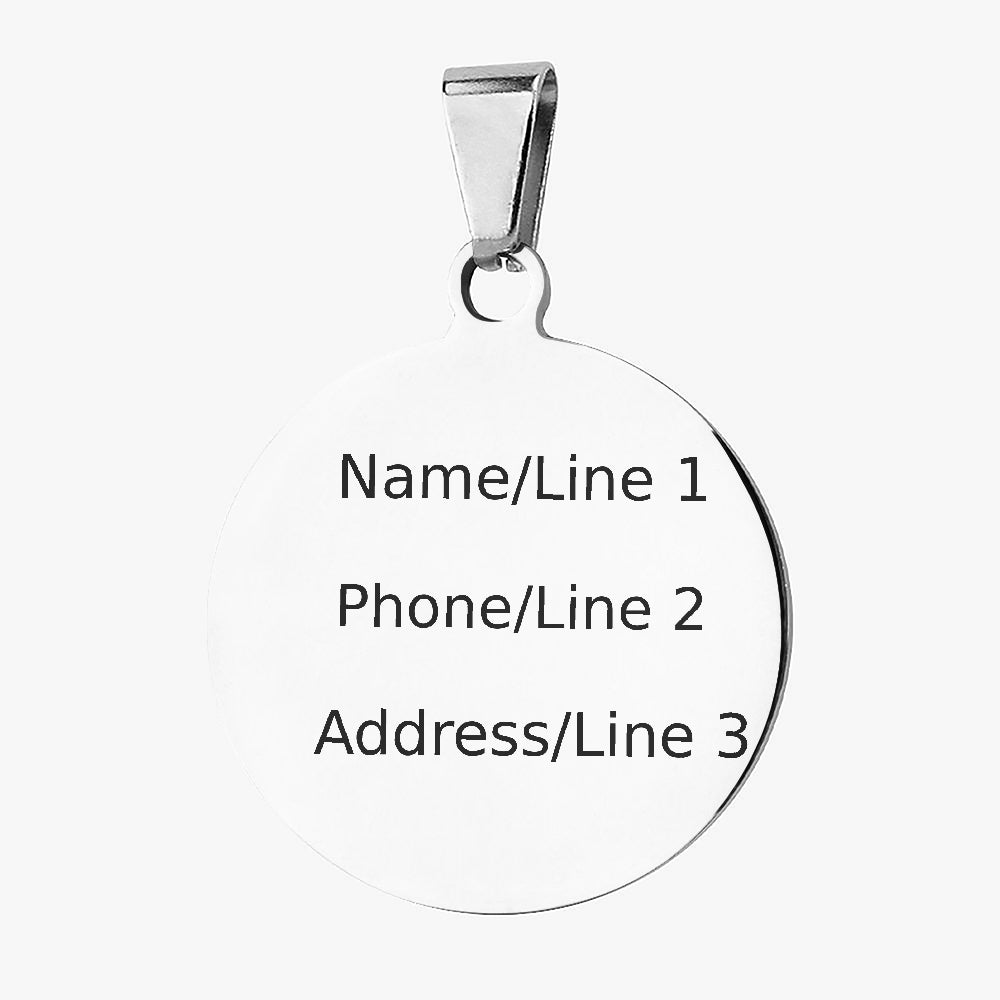 Back of Great Dane Neon Brush Portrait dog ID tag with custom name and phone engraving