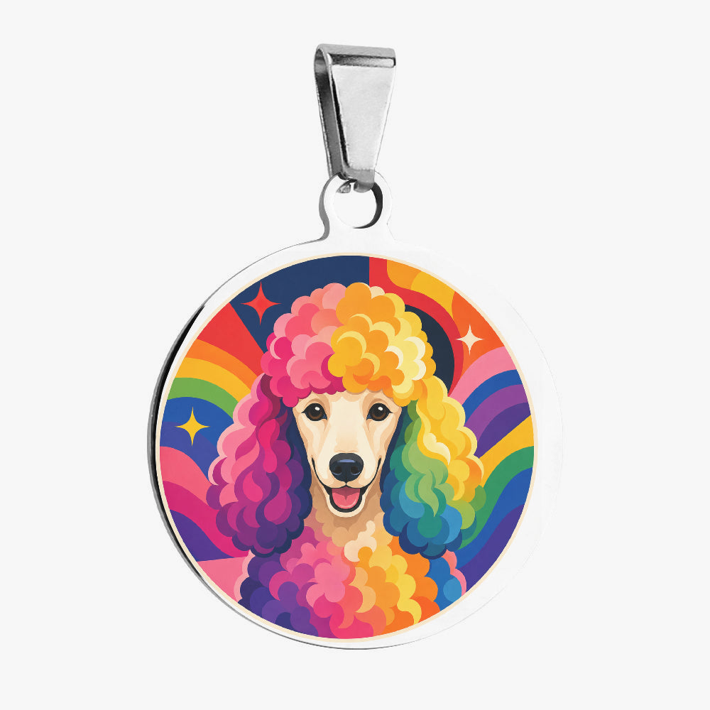 Poodle Rainbow Afro Pop Personalized Dog ID Tag
