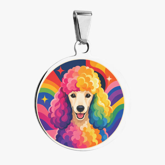 Poodle Rainbow Afro Pop Personalized Dog ID Tag