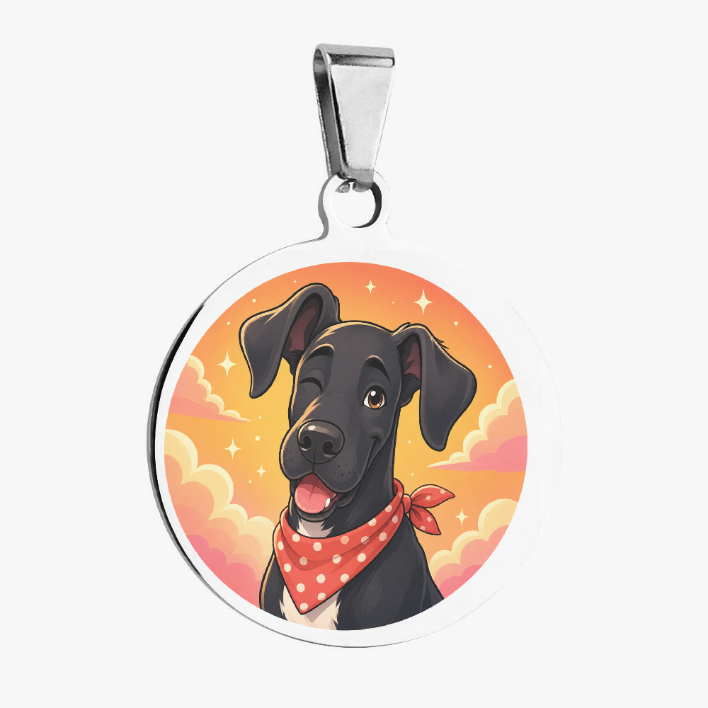 Great Dane Sunset Bandana Portrait Personalized Dog ID Tag
