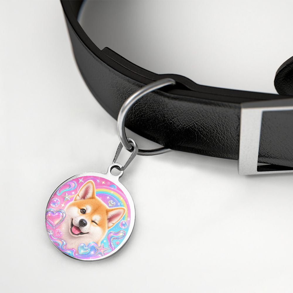 Akita Rainbow Hearts Dream personalized dog ID tag product detail