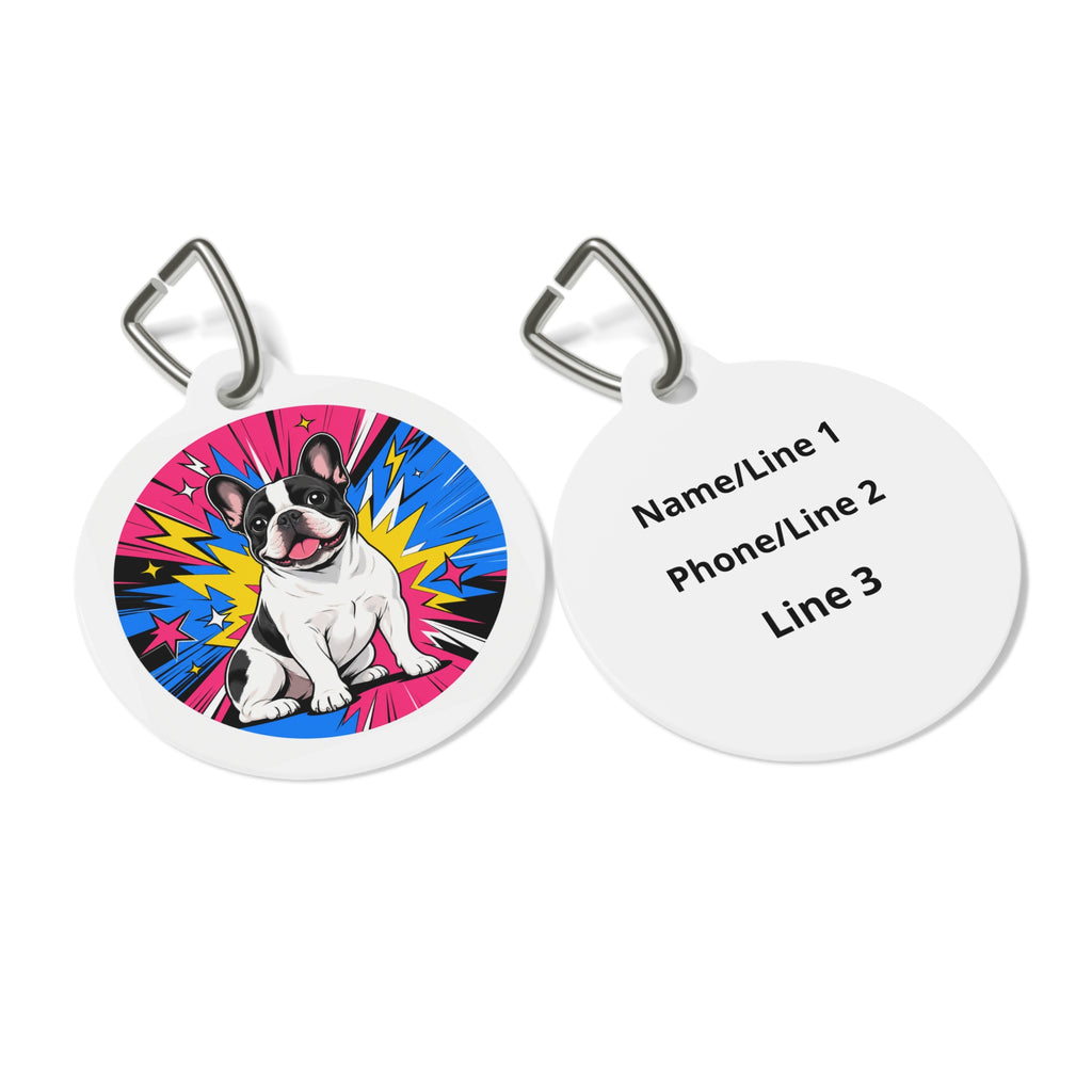 French Bulldog Whimsical Pop Art Personalized Dog ID Tag