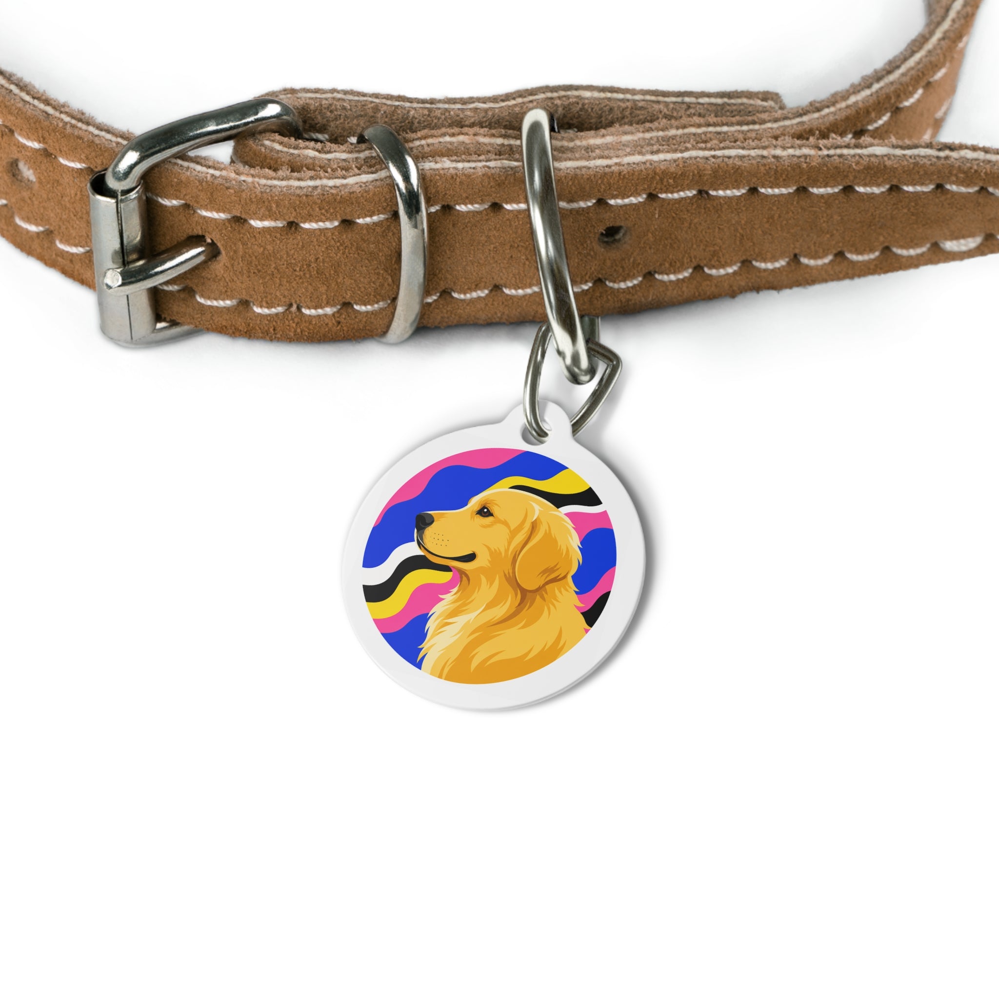 Golden Retriever Vivid Pop Profile Personalized Dog ID Tag