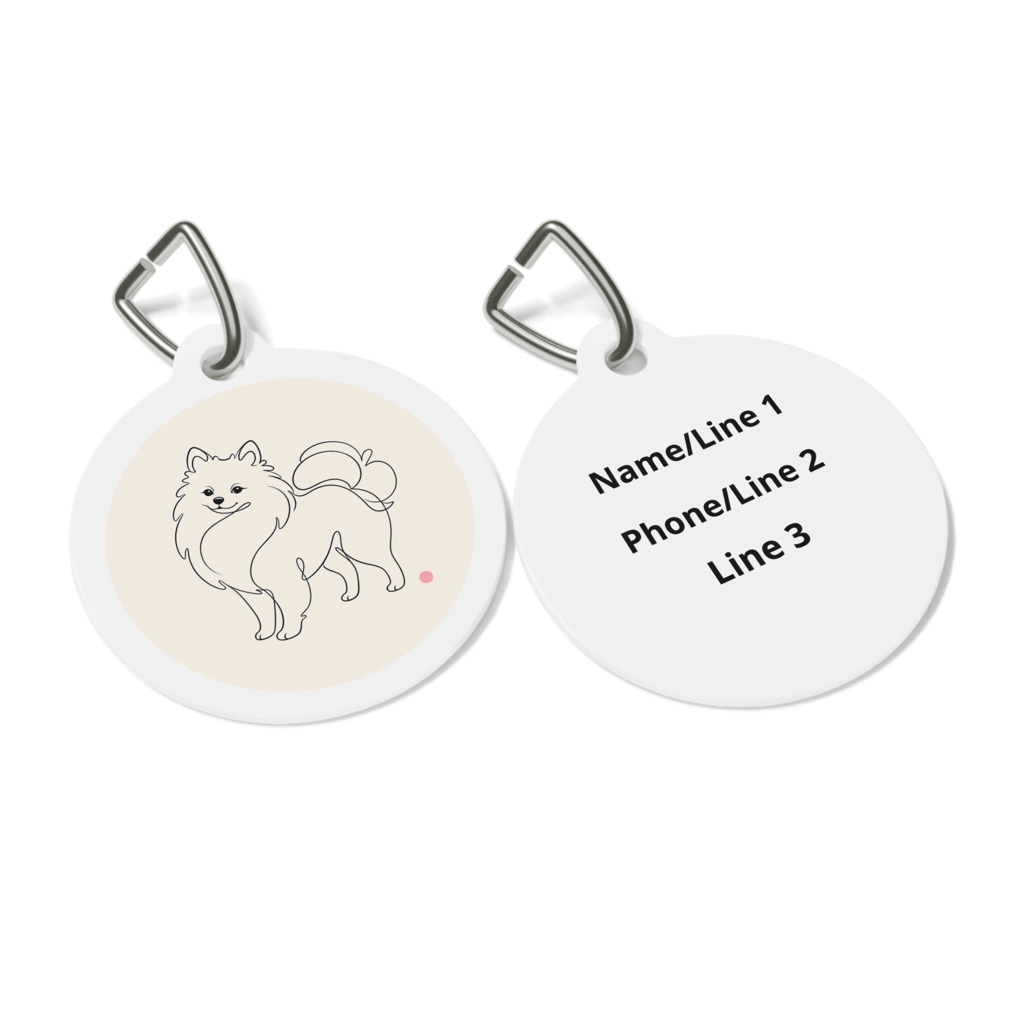 Pomeranian Minimal Line Art Personalized Dog ID Tag