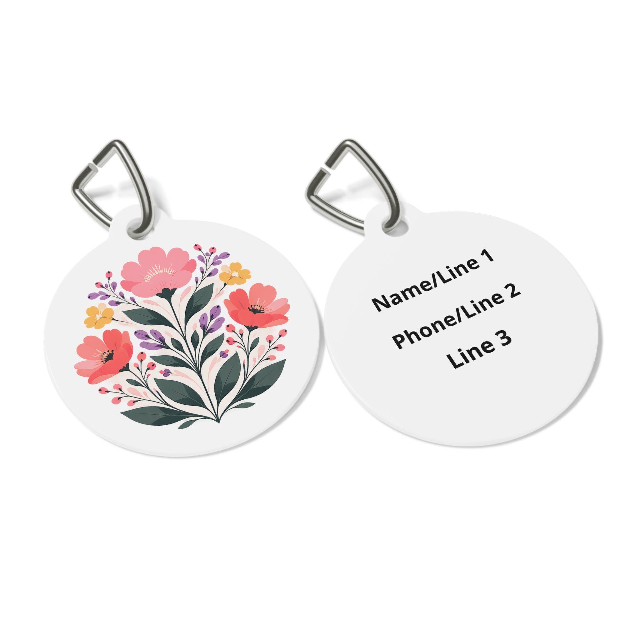 Roxy Coral Folk Wildflower Dog ID Tag