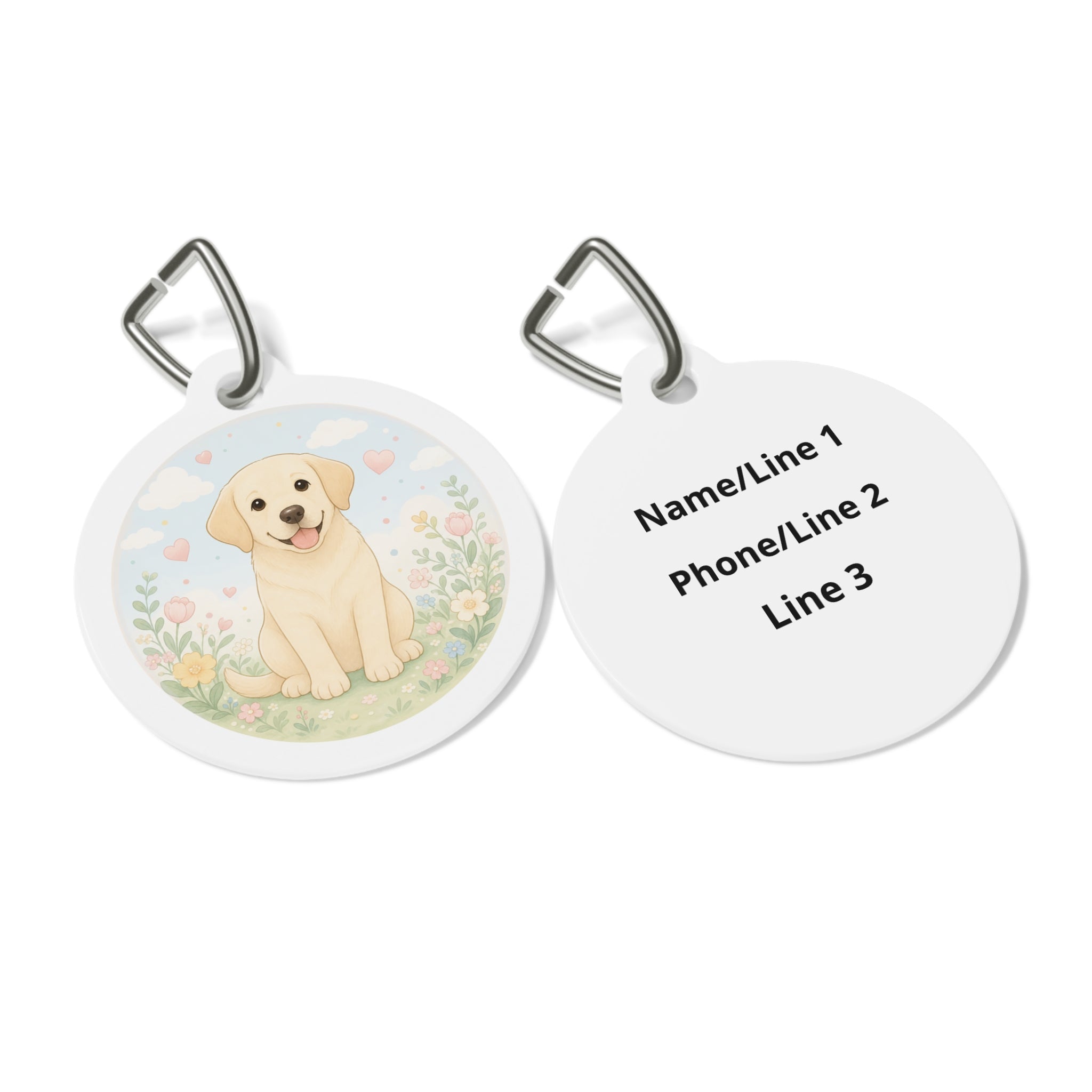 Labrador Retriever Pastel Meadow Puppy Personalized Dog ID Tag