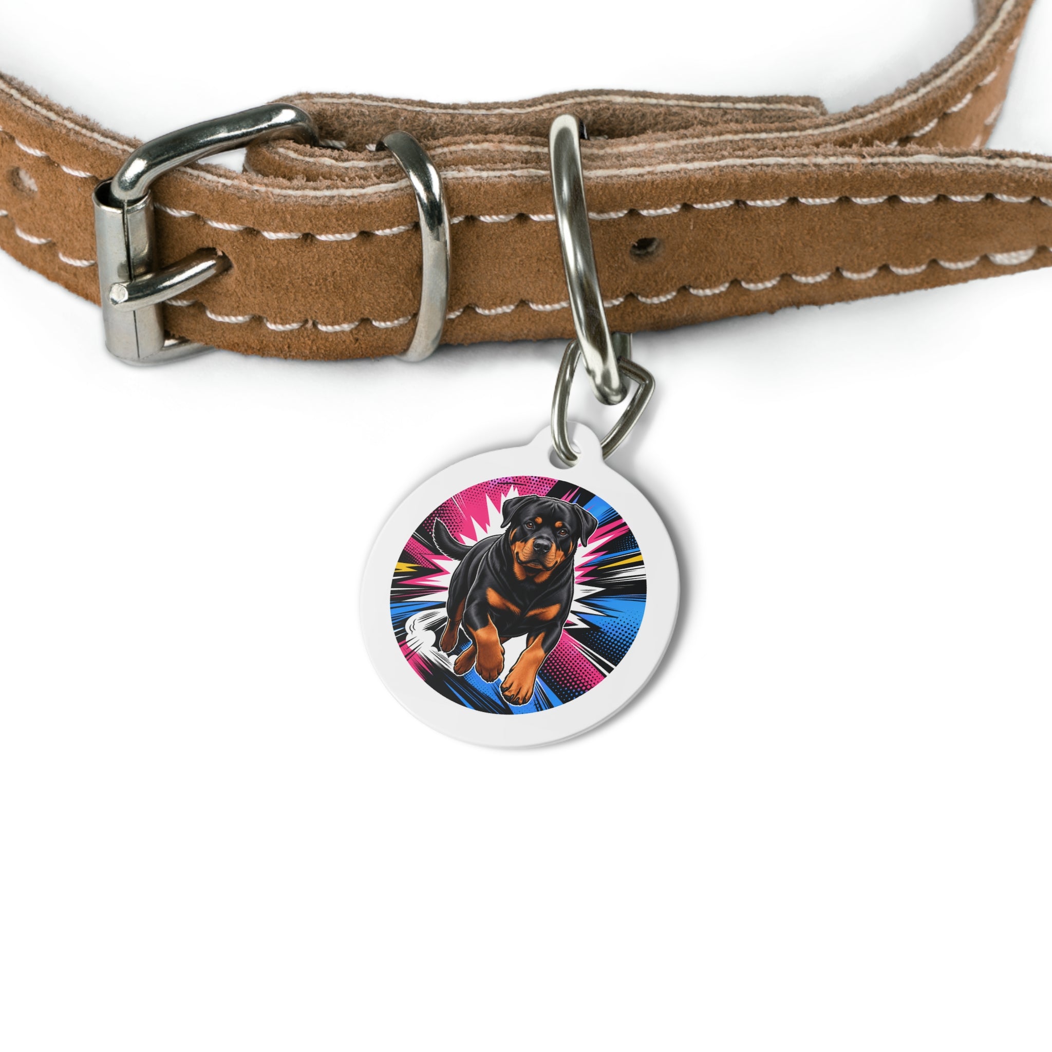 Rottweiler Action Hero Personalized Dog ID Tag