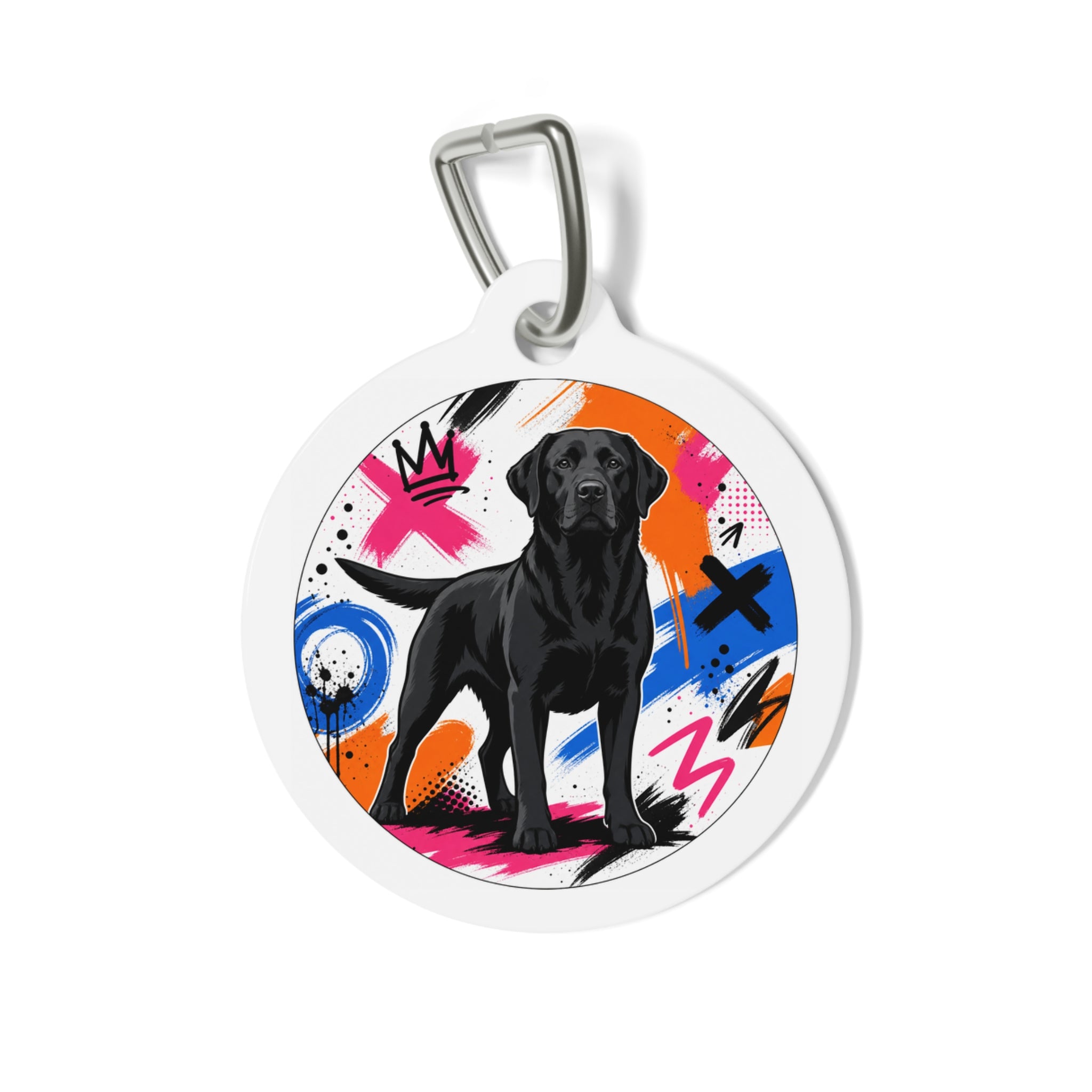 Labrador Retriever Street Art Black Personalized Dog ID Tag