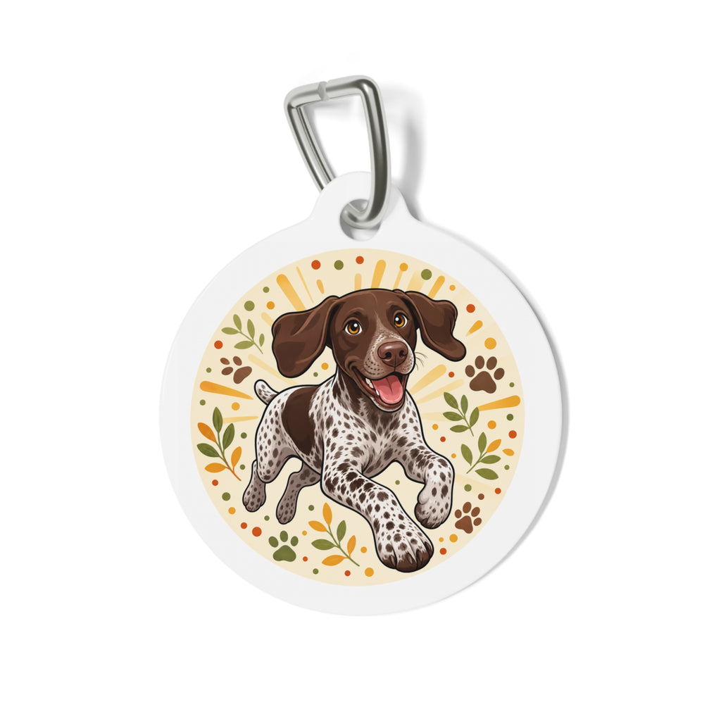Etiqueta de identificación para perro personalizada de Braco Alemán de Pelo Corto, Juguetón, Floral, Cachorro