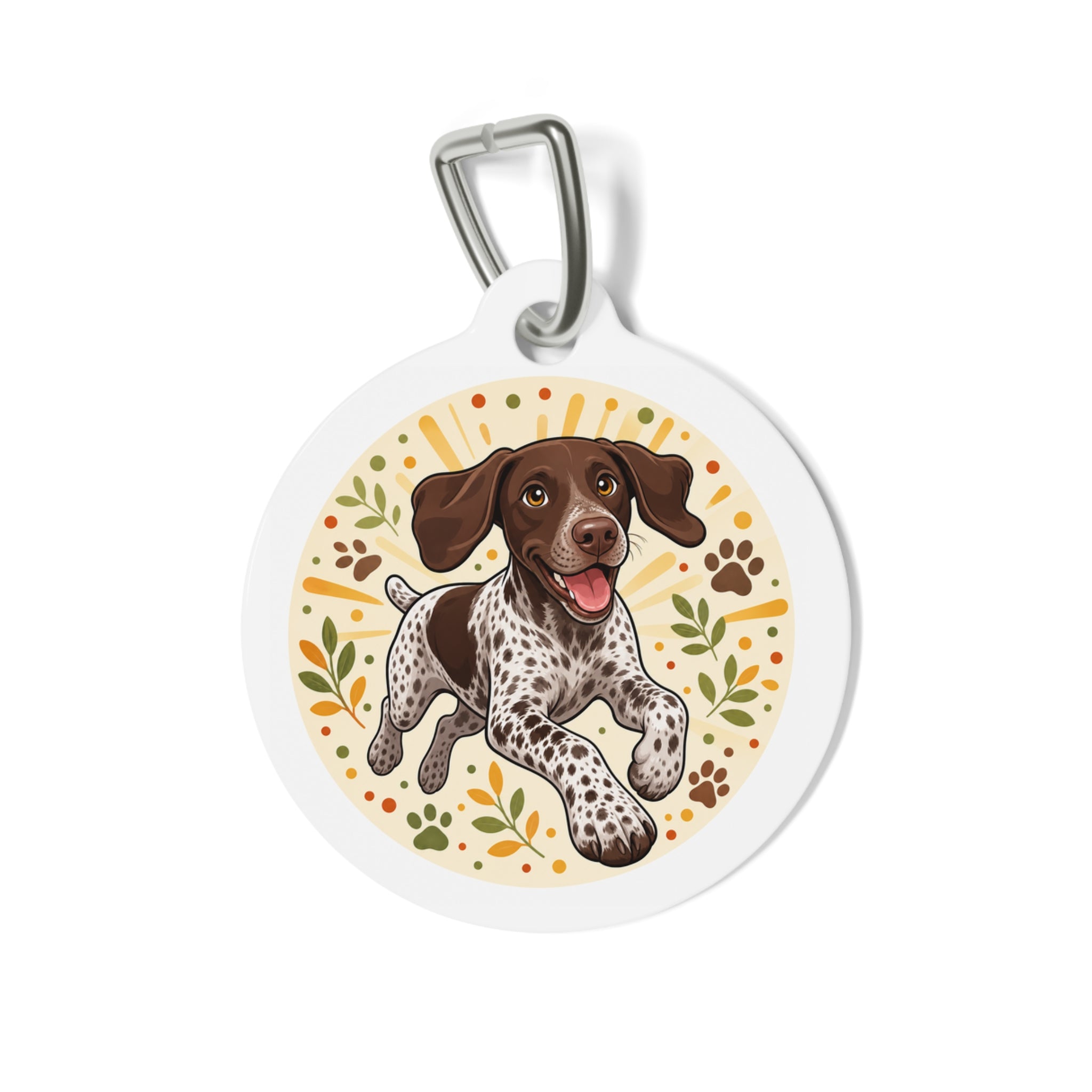 German Shorthaired Pointer Playful Floral Puppy Personalized Dog ID Tag