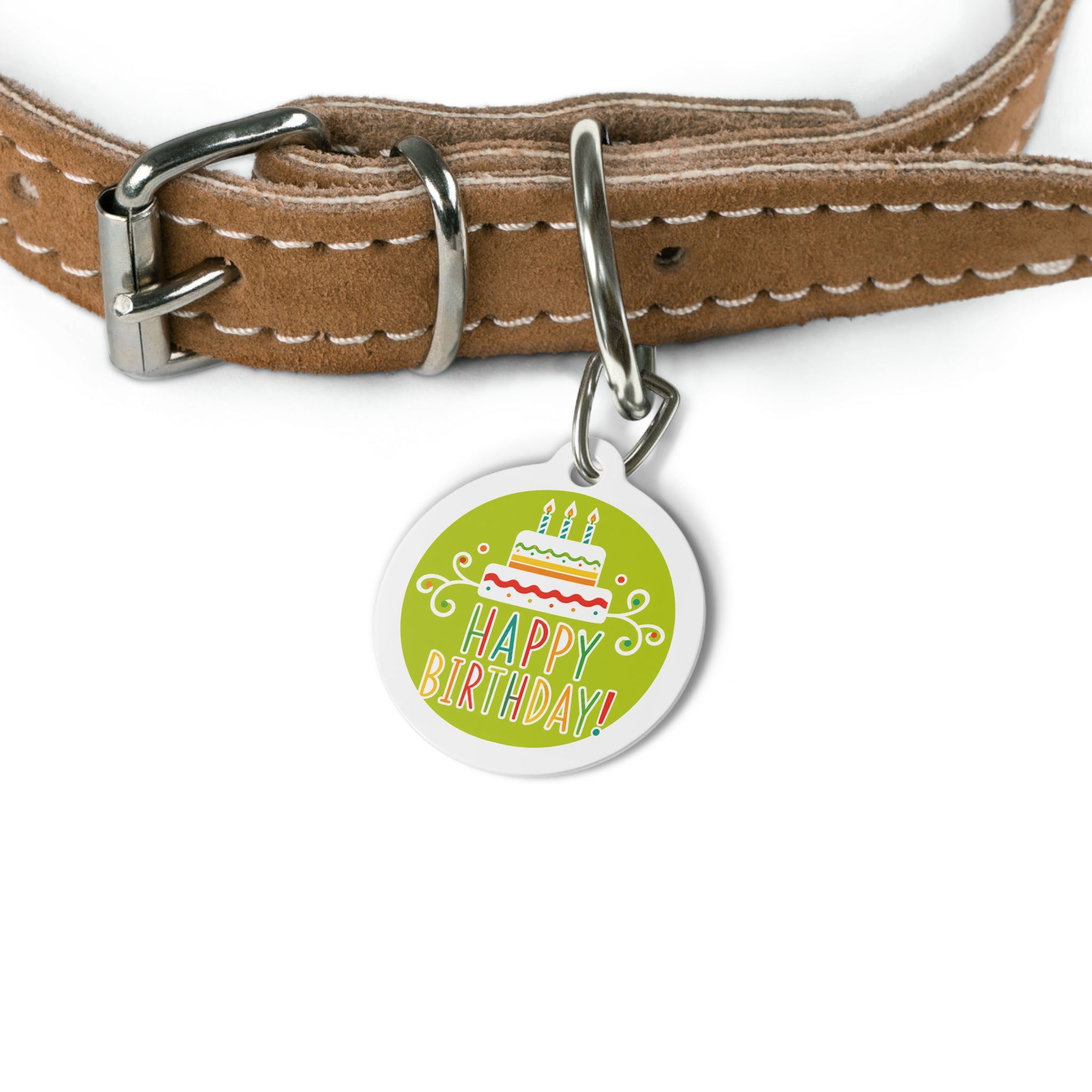 Lime Green Layer Cake Party Personalized Dog ID Tag