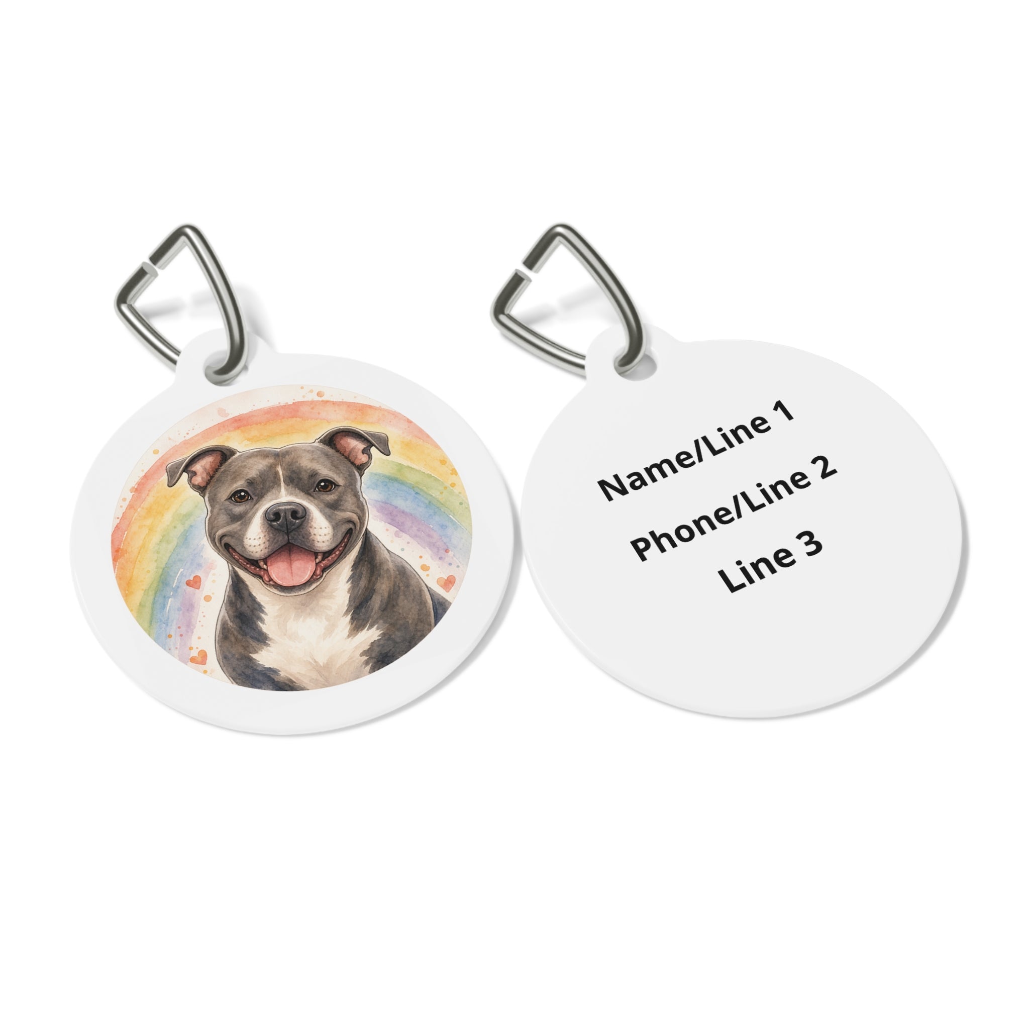 Staffordshire Bull Terrier Rainbow Personalized Dog ID Tag