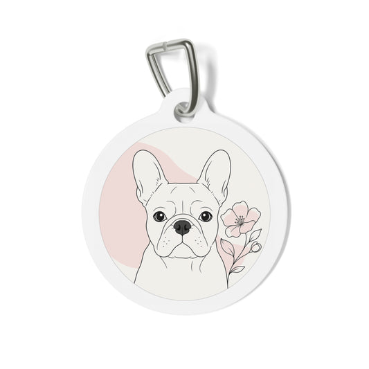 French Bulldog Bright Floral Personalized Dog ID Tag