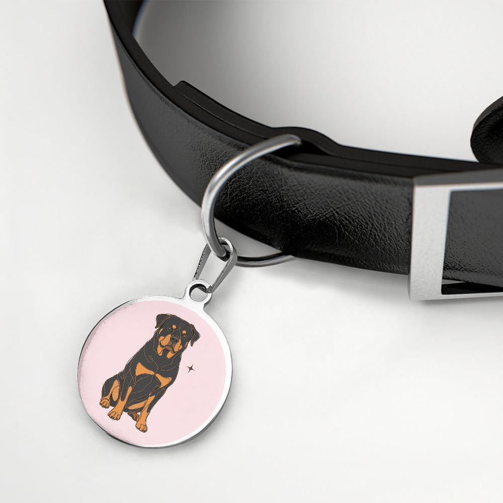 Rottweiler Minimal Blush Full-Body personalized dog ID tag product detail