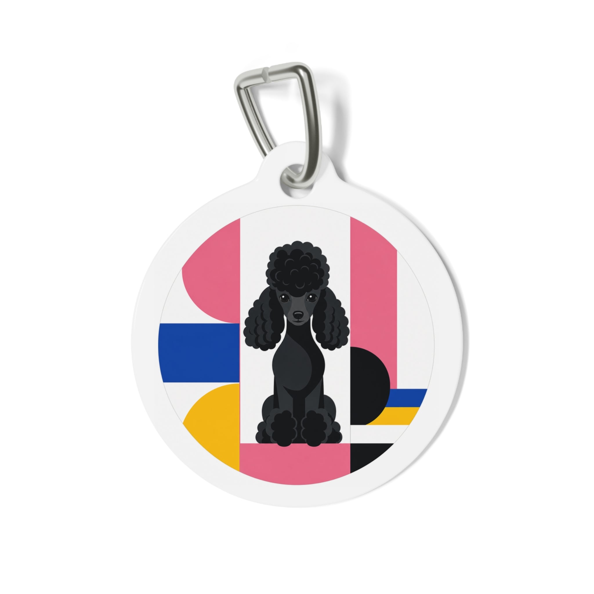 Toy Poodle Memphis Color Block Black Personalized Dog ID Tag