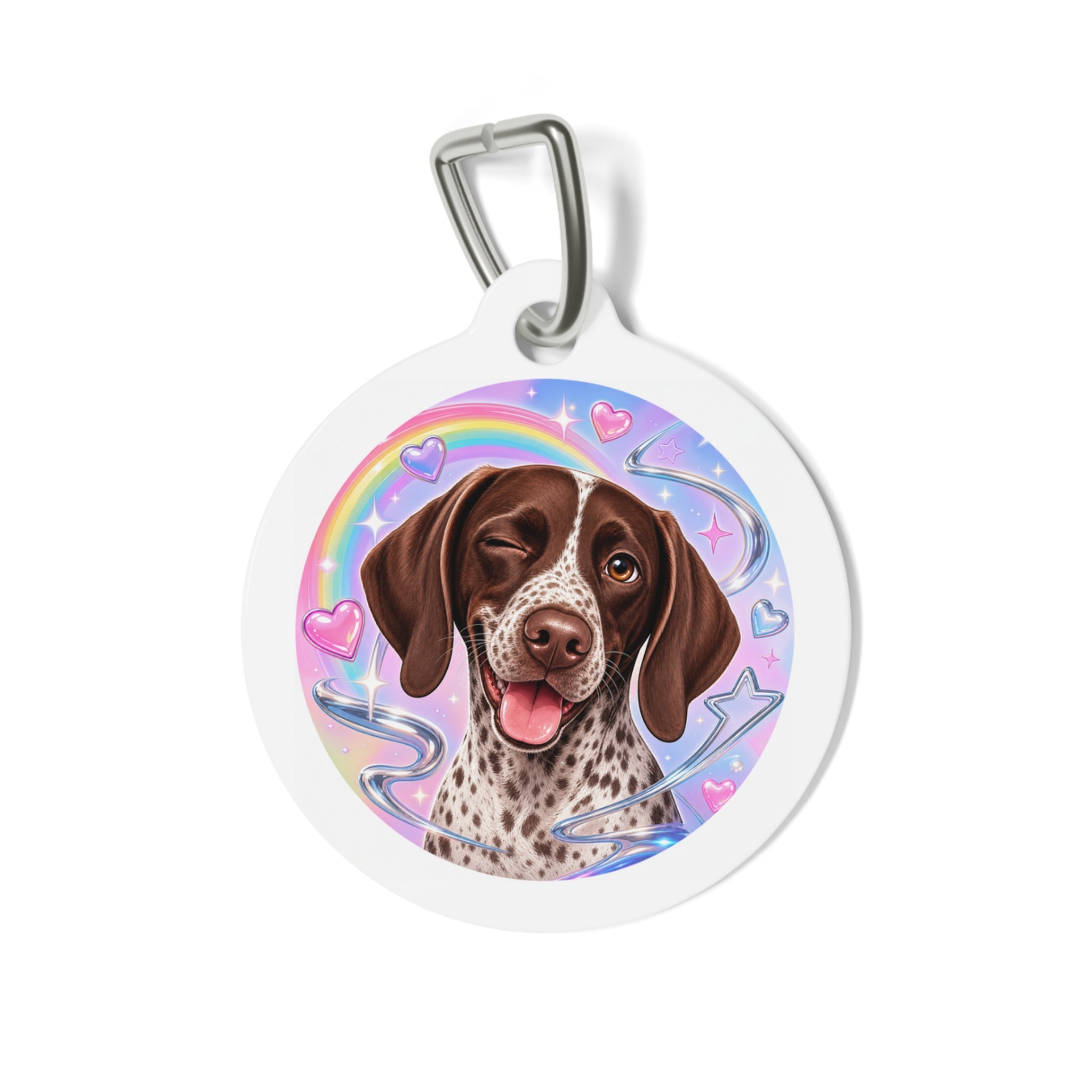 German Shorthaired Pointer Cosmic Watercolor Personalized Dog ID Tag