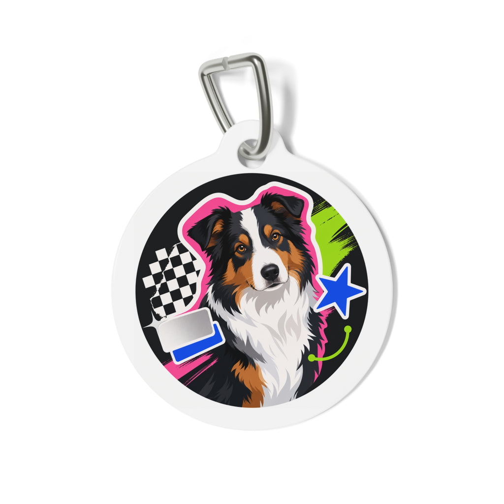 Australian Shepherd Neon Pop Personalized Dog ID Tag