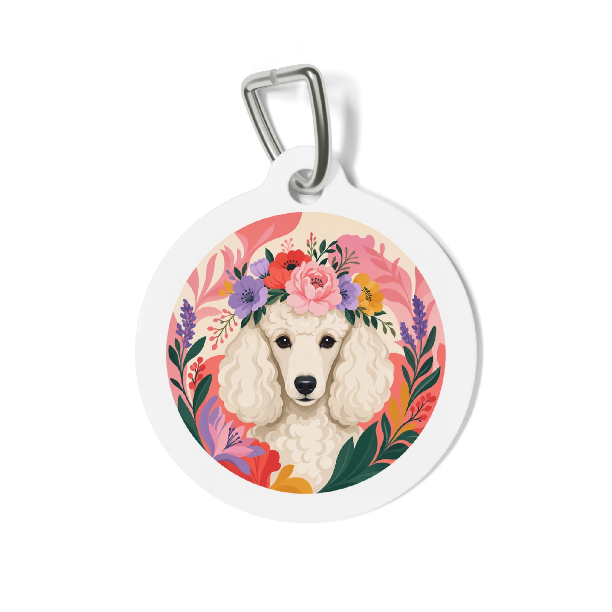 Etiqueta de Identificación Personalizada para Perros Poodle Garden Bloom