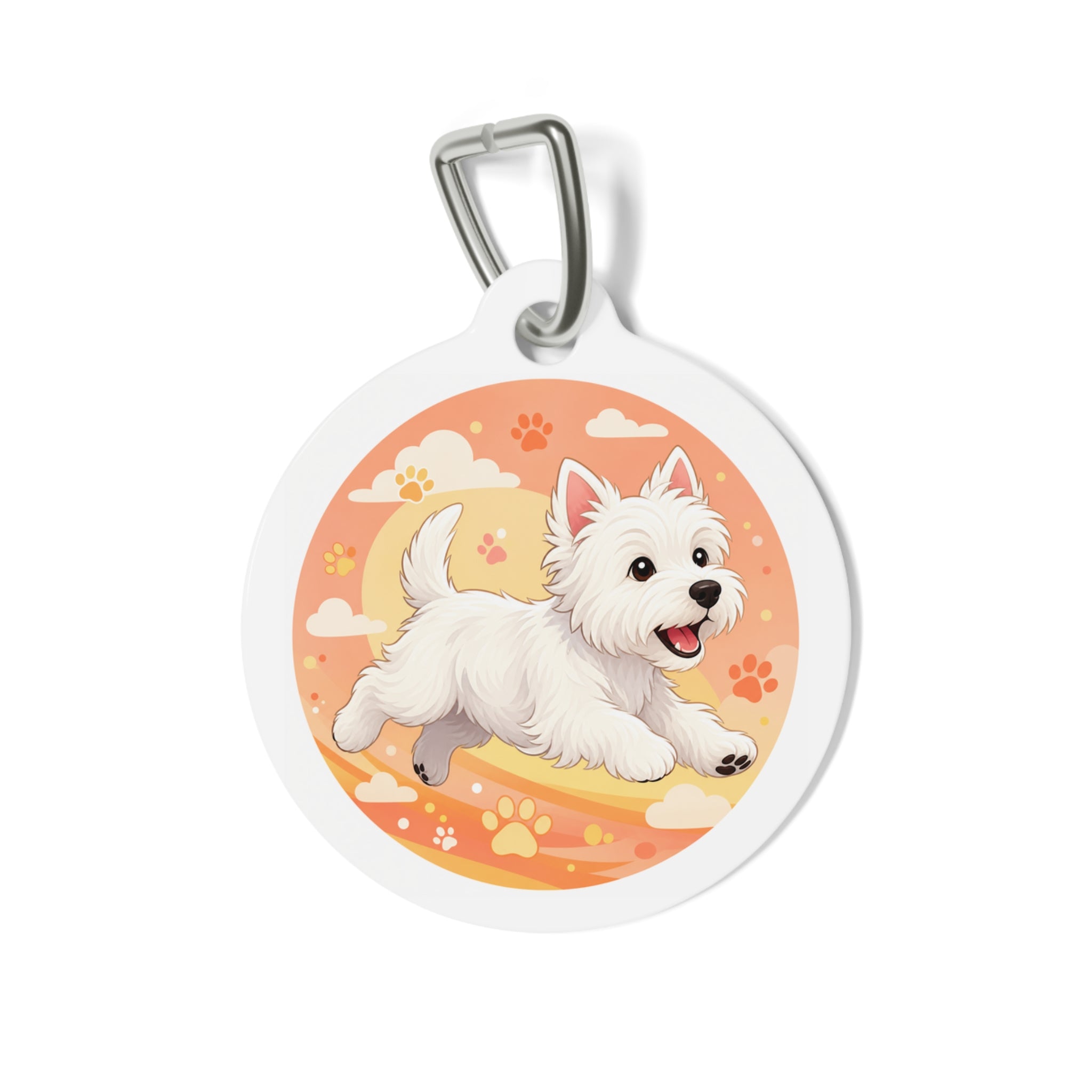 West Highland White Terrier Orange Adventure Personalized Dog ID Tag