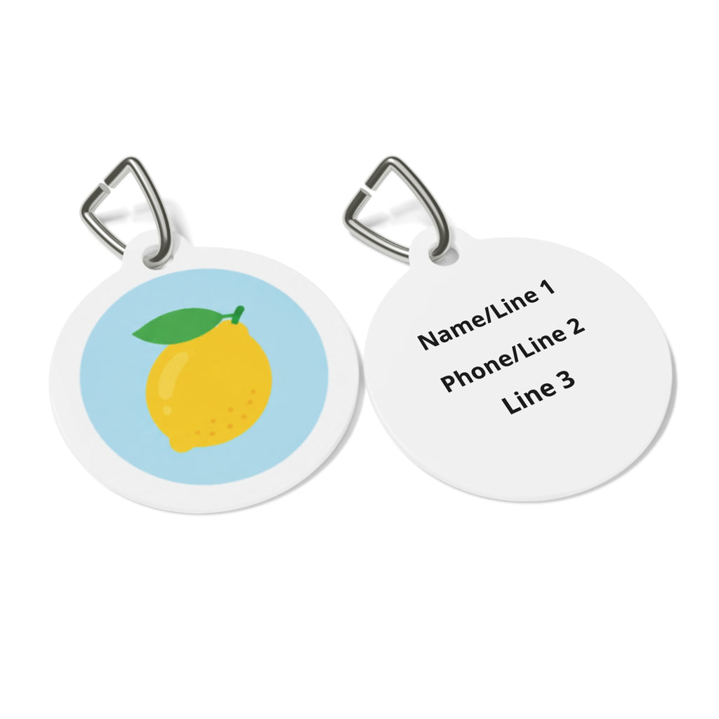 Lemon Zest Cheerful Fruit Pattern Personalized Dog ID Tag