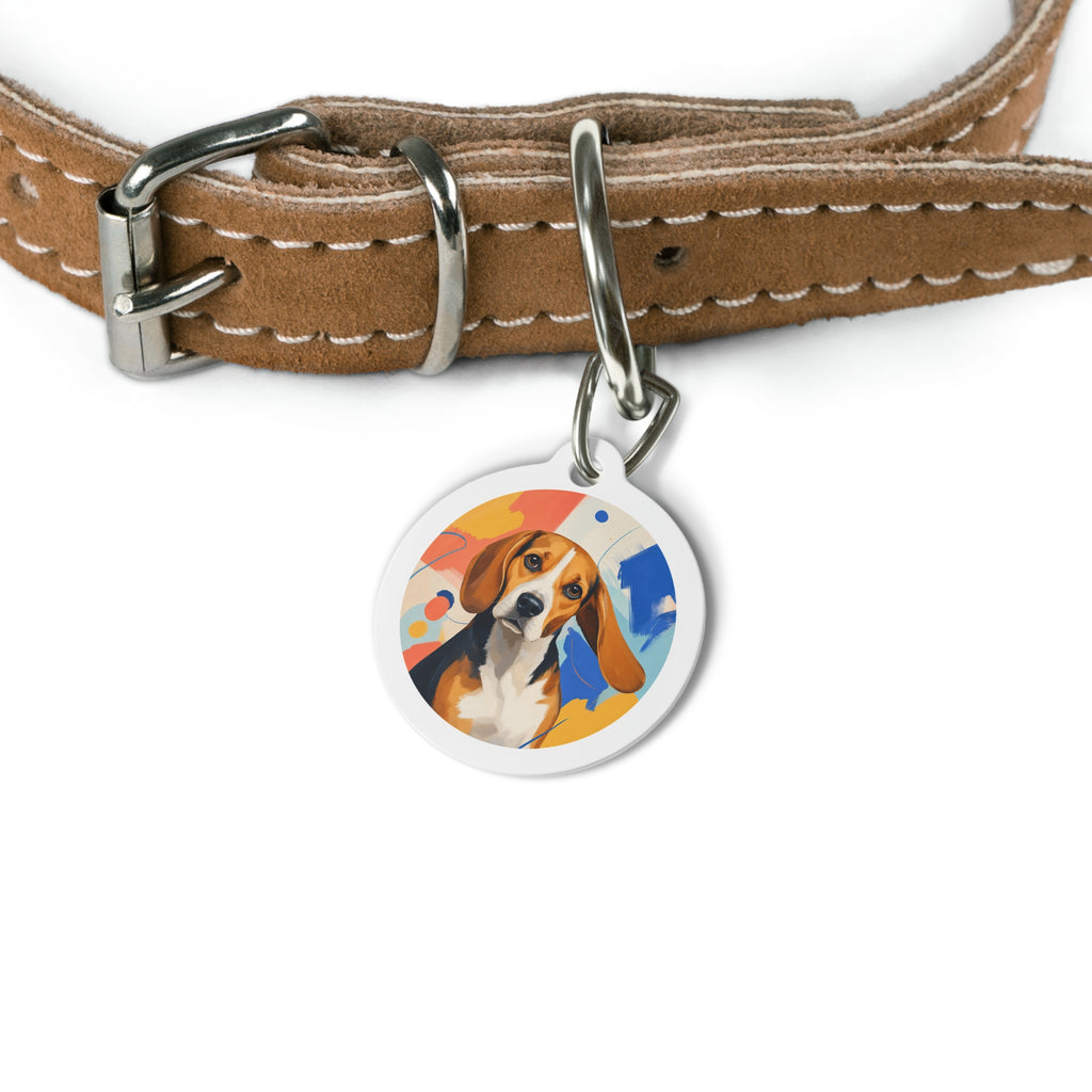 Beagle Painterly Abstract Personalized Dog ID Tag