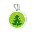 Placa de identificación personalizada para perro Árbol de Navidad verde lima brillante