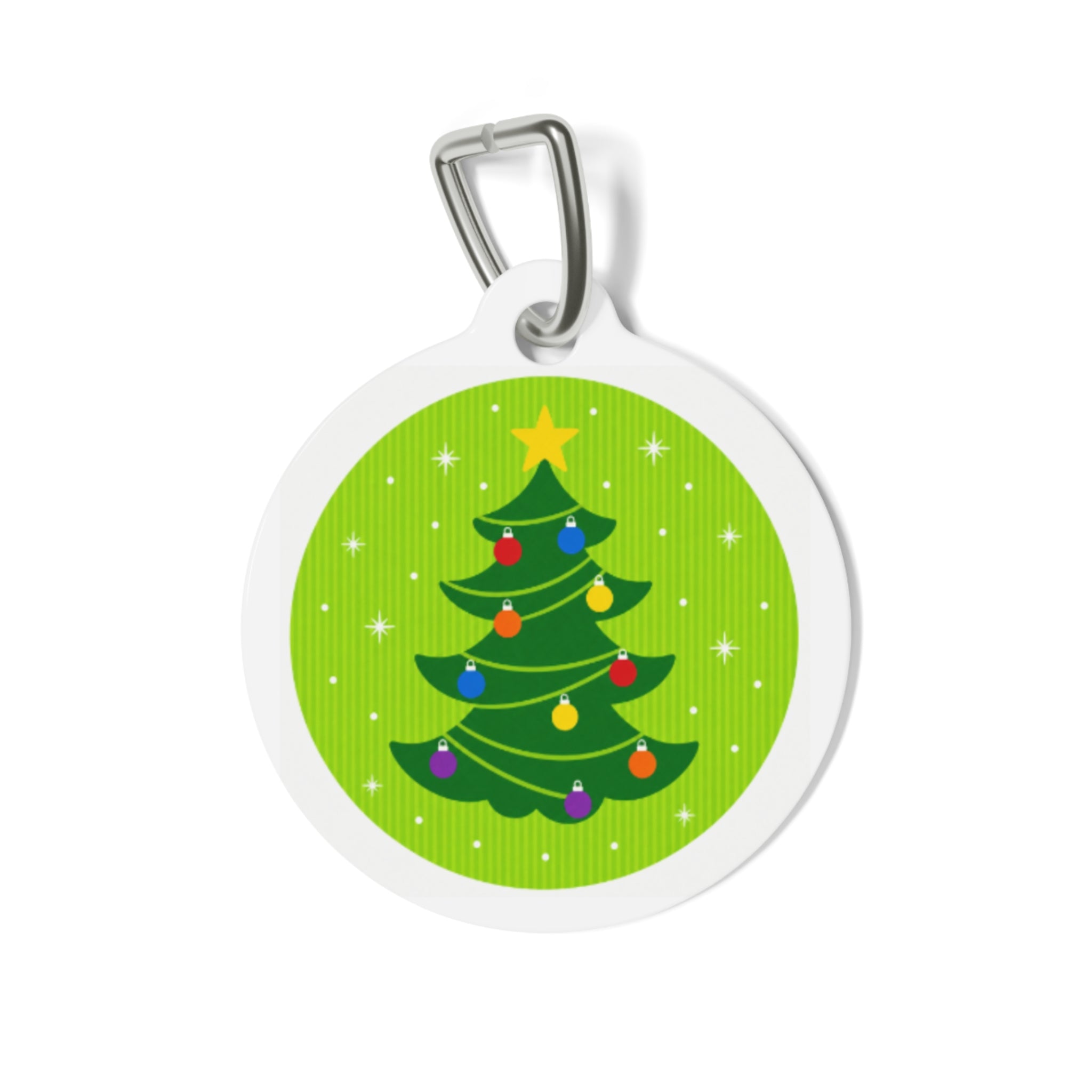 Bright Lime Christmas Tree Personalized Dog ID Tag