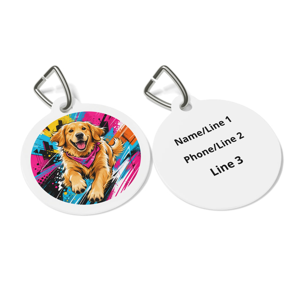Golden Retriever Urban Splash Personalized Dog ID Tag