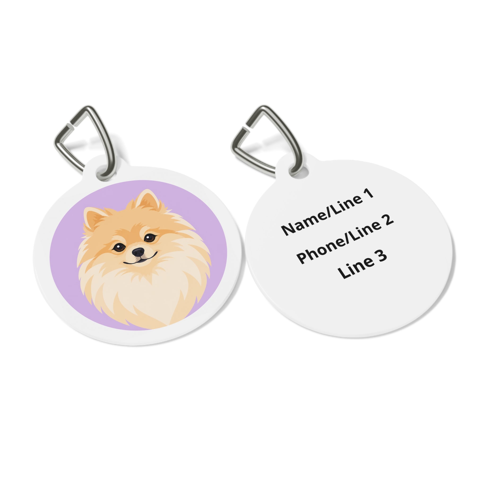Pomeranian Soft Lavender Portrait Personalized Dog ID Tag