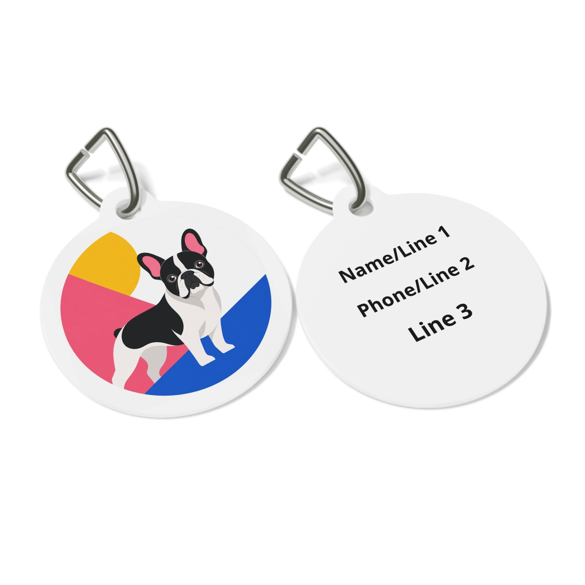 French Bulldog Artful Vibrant Color Personalized Dog ID Tag