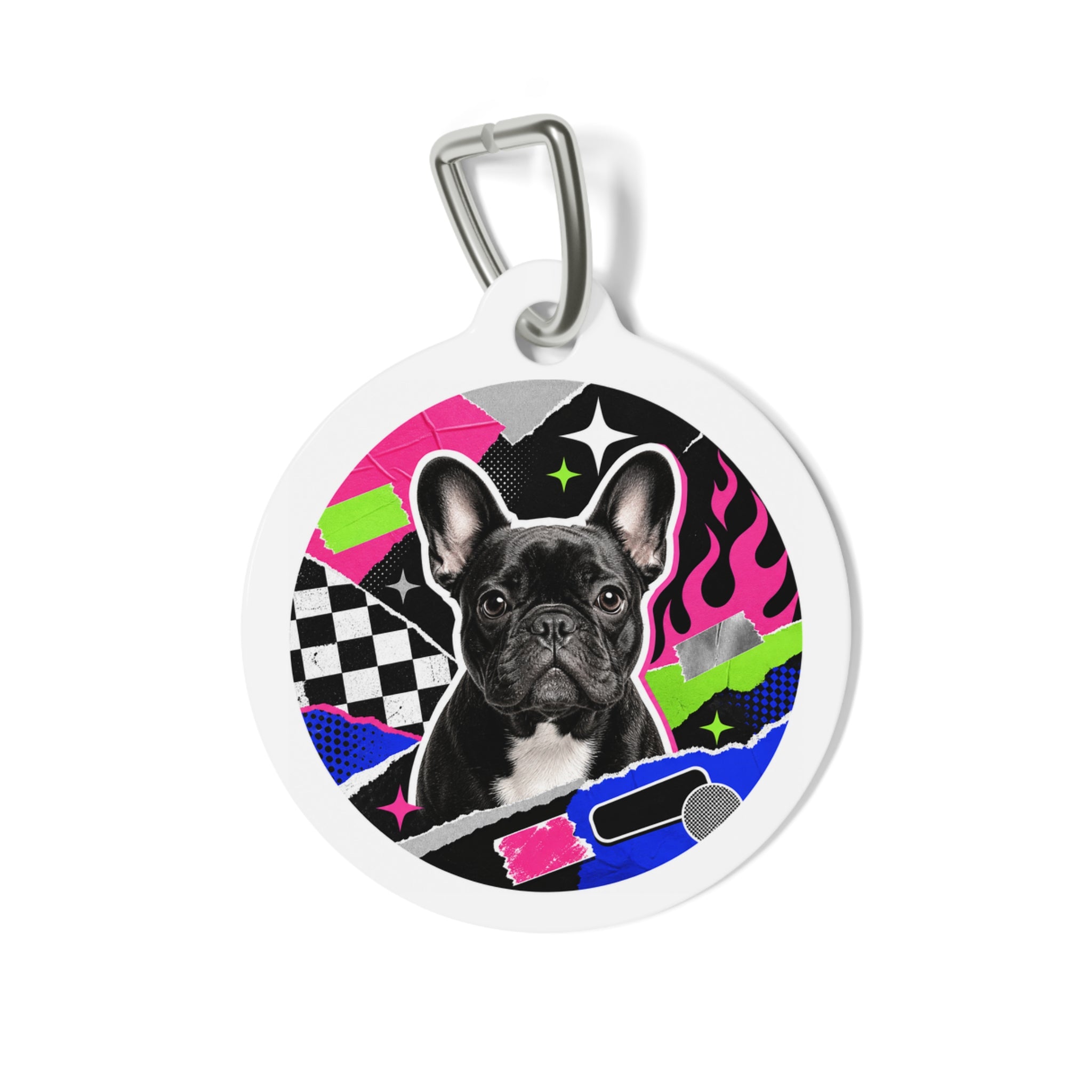 French Bulldog Neon Retro Personalized Dog ID Tag