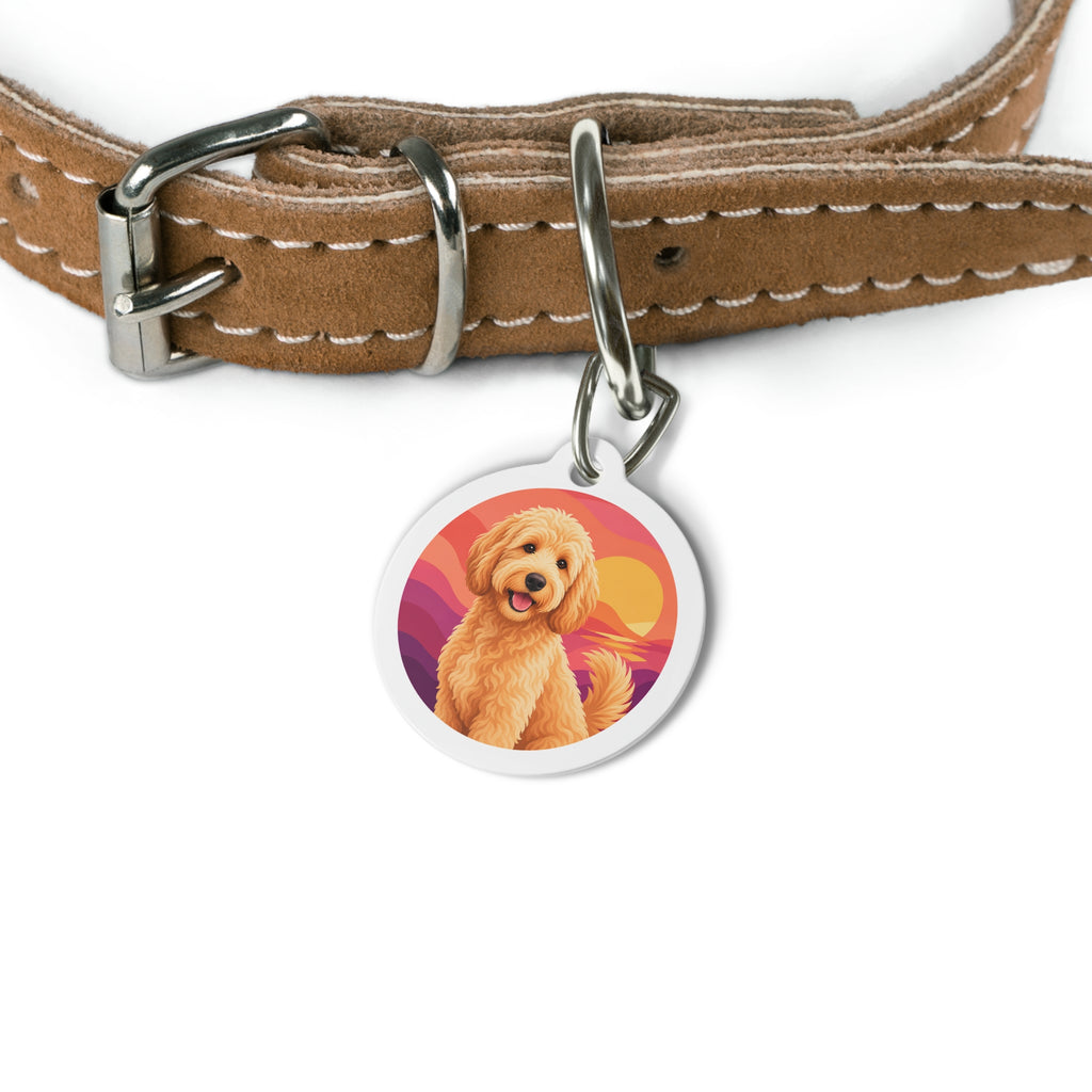 金毛贵宾犬日落爪印个性化狗牌