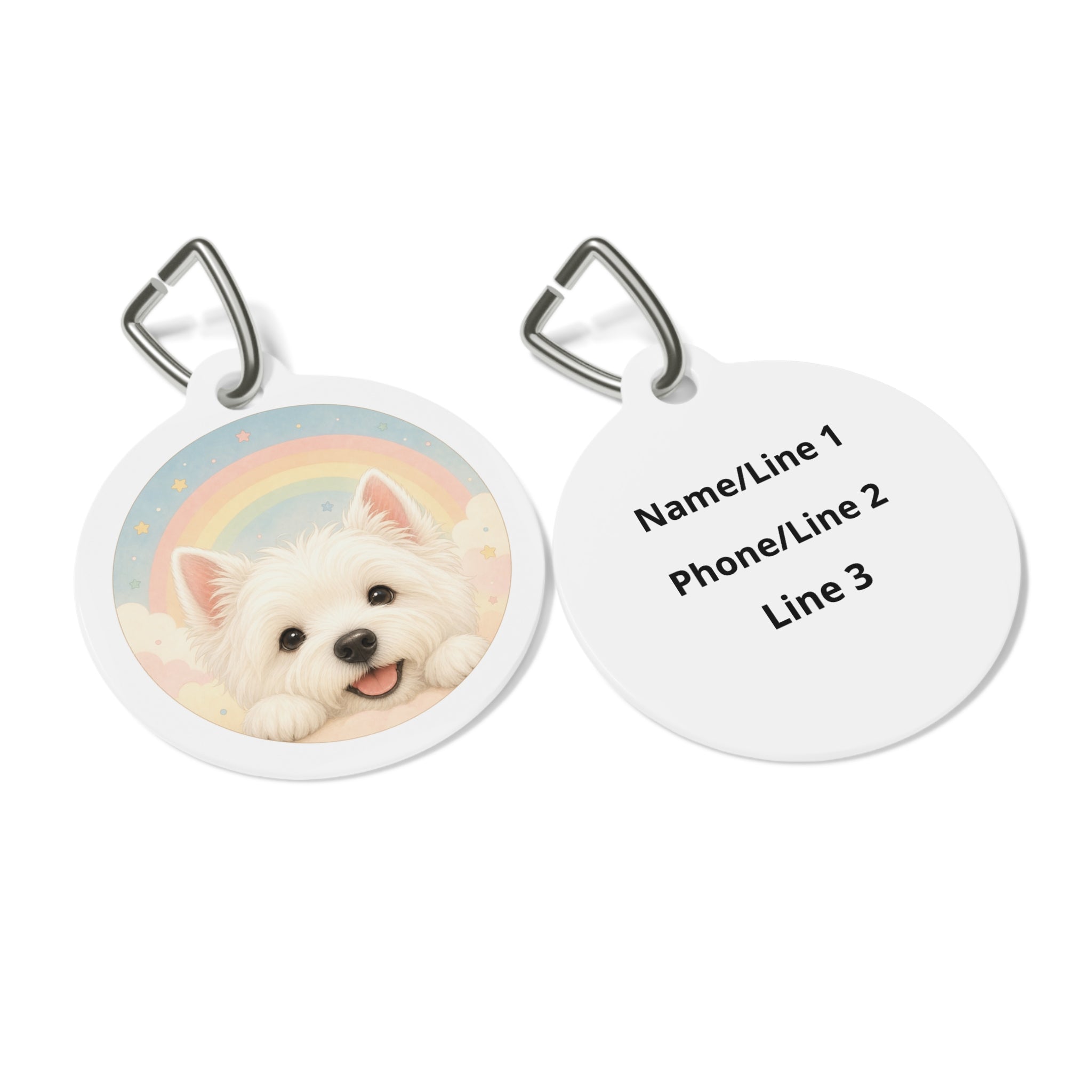West Highland White Terrier Rainbow Dream Personalized Dog ID Tag