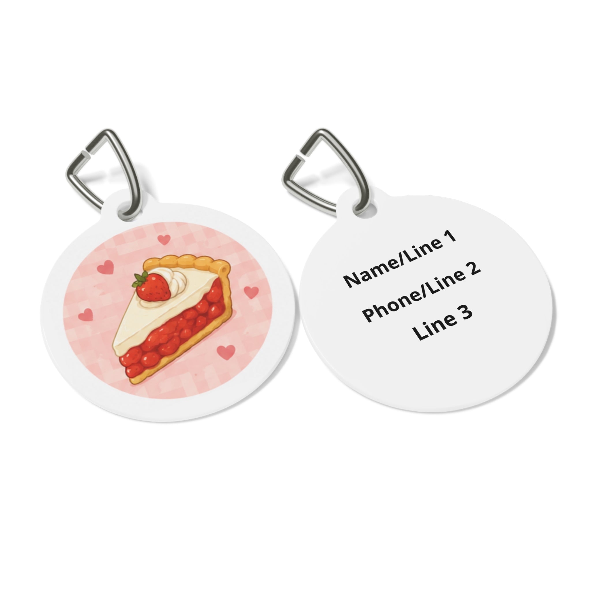 Strawberry Pie Whimsical Foodie Art Personalized Dog ID Tag