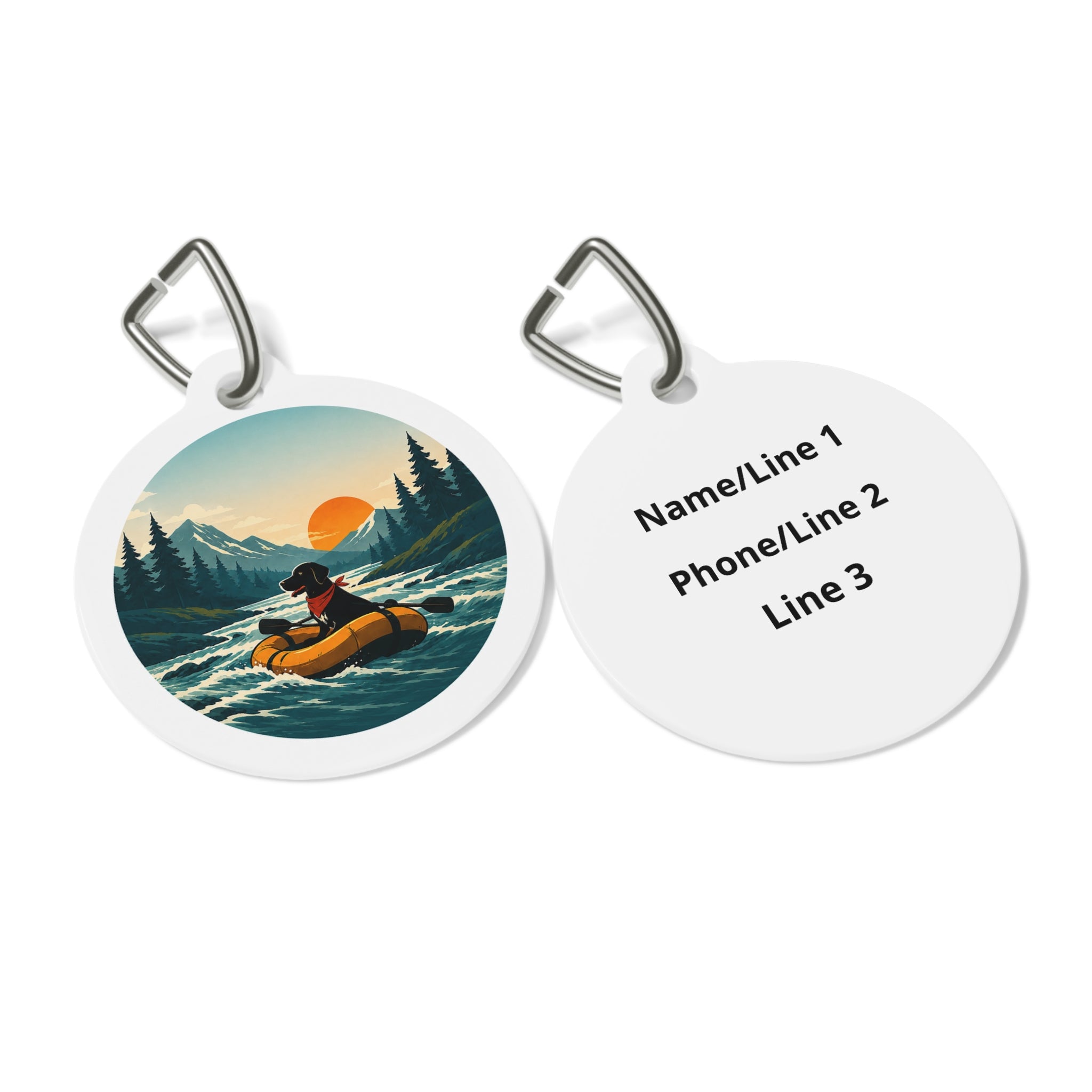 River Raft Adventure Scenic Outdoor Adventure Personalized Dog ID Tag