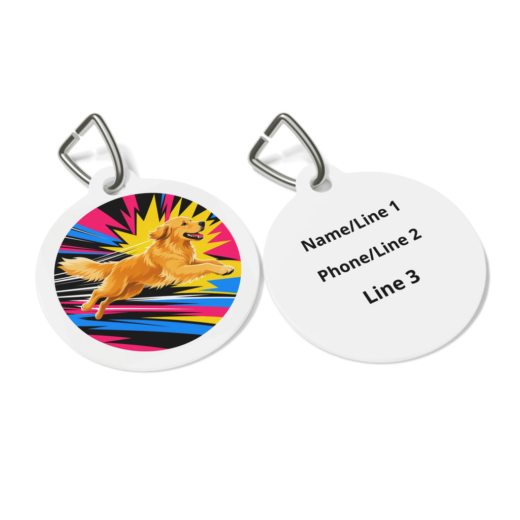 Golden Retriever Lightning Dash Personalized Dog ID Tag