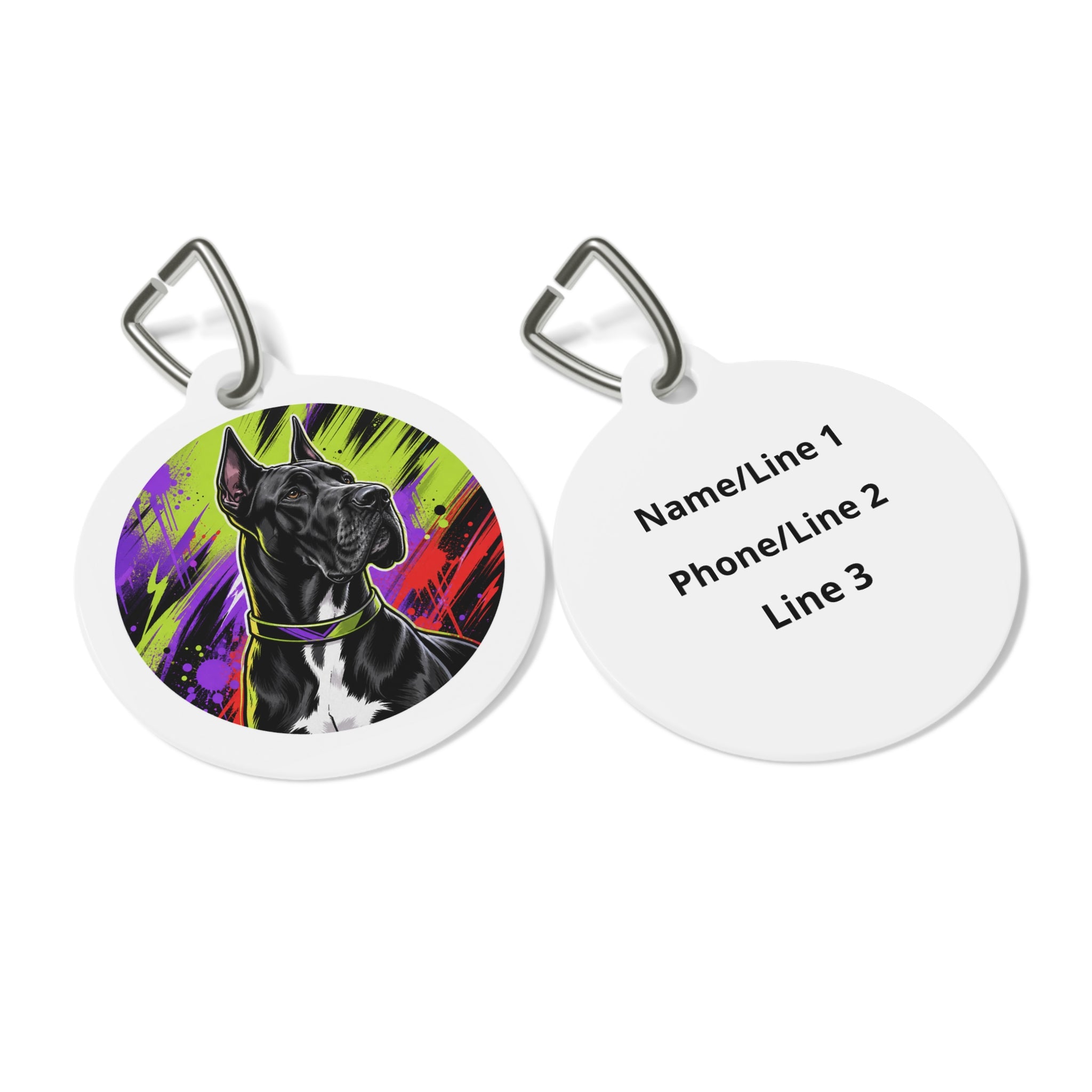 Great Dane Classic Floral Portrait Personalized Dog ID Tag