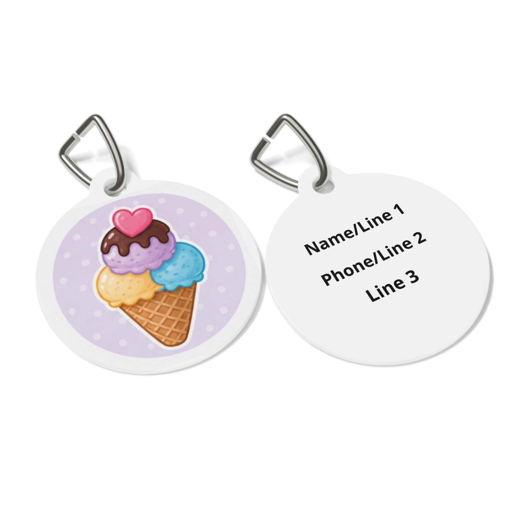 Triple Scoop Whimsical Foodie Art Personalized Dog ID Tag