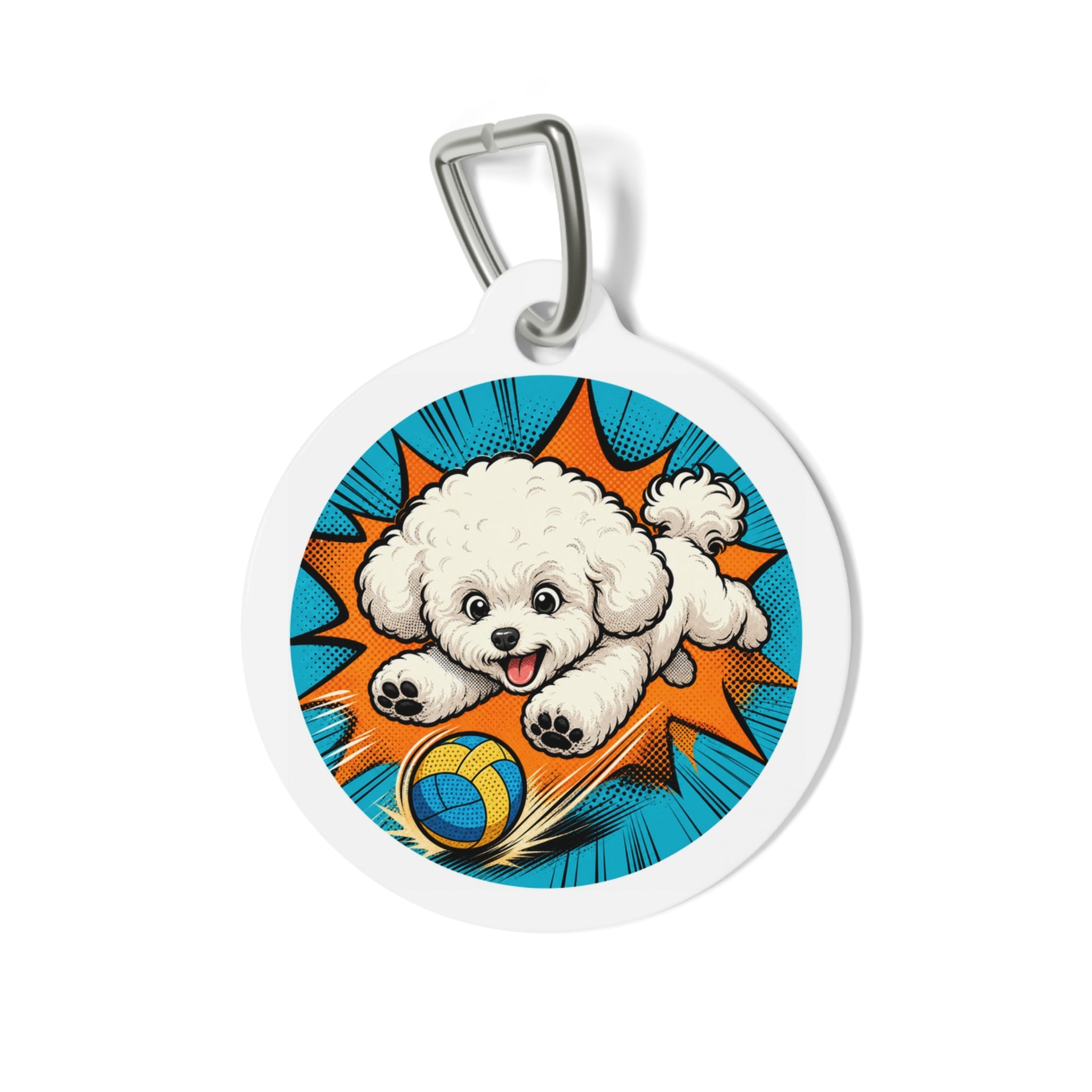 Bichon Frise Playful Ball Personalized Dog ID Tag