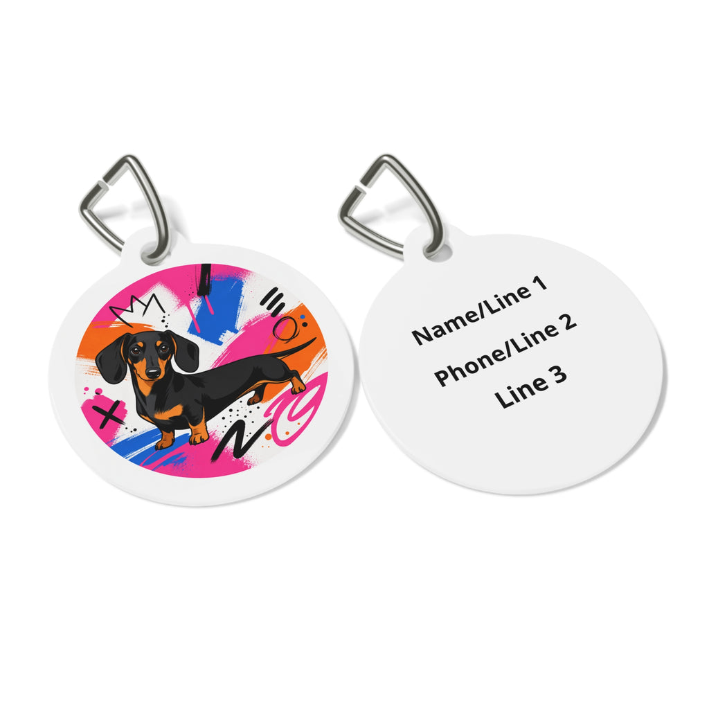 Dachshund Joyful Pop Art Personalized Dog ID Tag