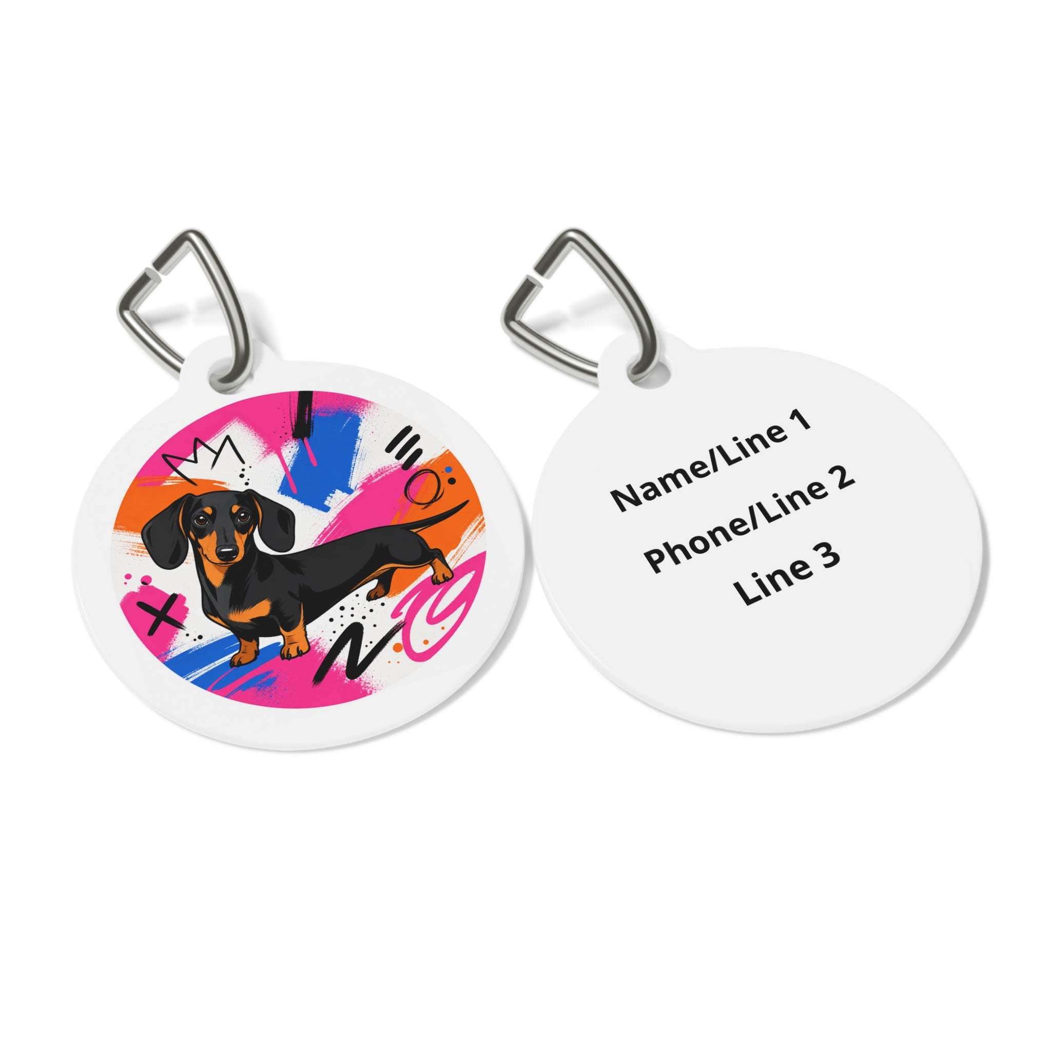 Dachshund Joyful Pop Art Personalized Dog ID Tag