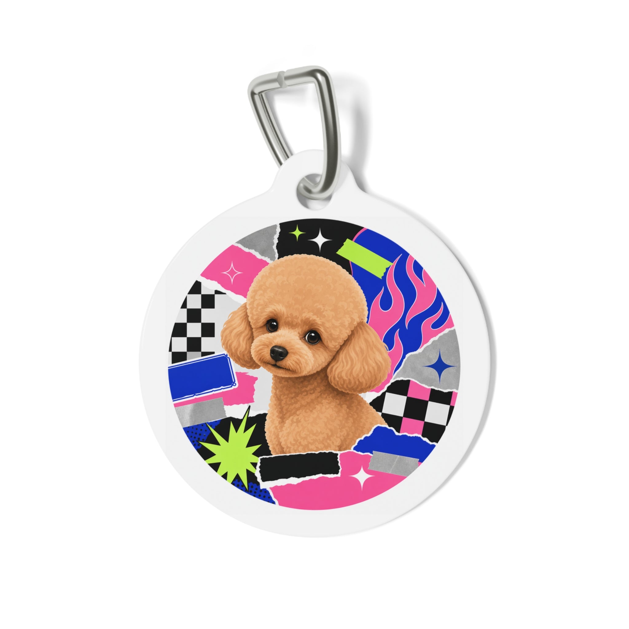 Toy Poodle Punk Collage Apricot Puppy Personalized Dog ID Tag