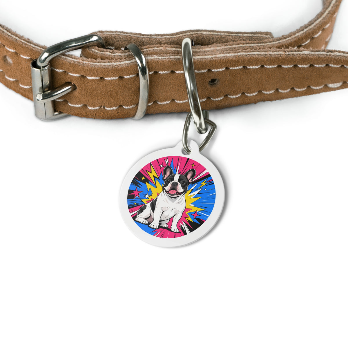French Bulldog Whimsical Pop Art personalized dog ID tag product detail