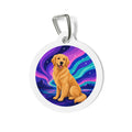 Placa de identificación personalizada para perro Golden Retriever Aurora Night